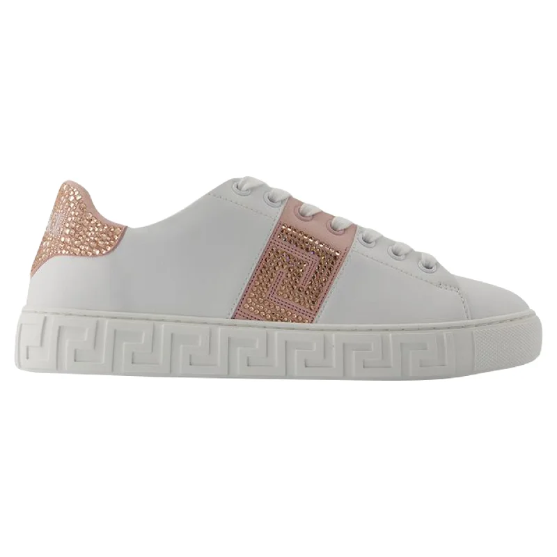 Chic Style Sneakers - Versace - Cotton - White/Pink