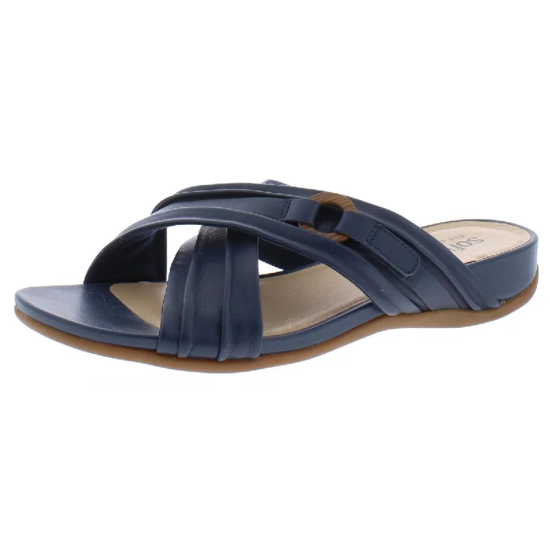 Modern Running-Style Shoes SoftWalk Womens Taza Leather Open Toe Slide Sandals
