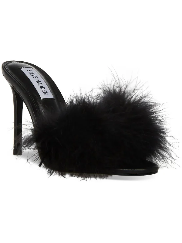 Comfortable Stretchy Shoes Spin Womens Feathers Slip On Heels