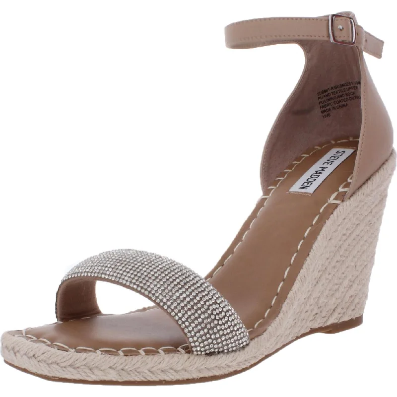 Break Fashion Norms Steve Madden Womens Submit-R Rhinestone Ankle Strap Espadrilles