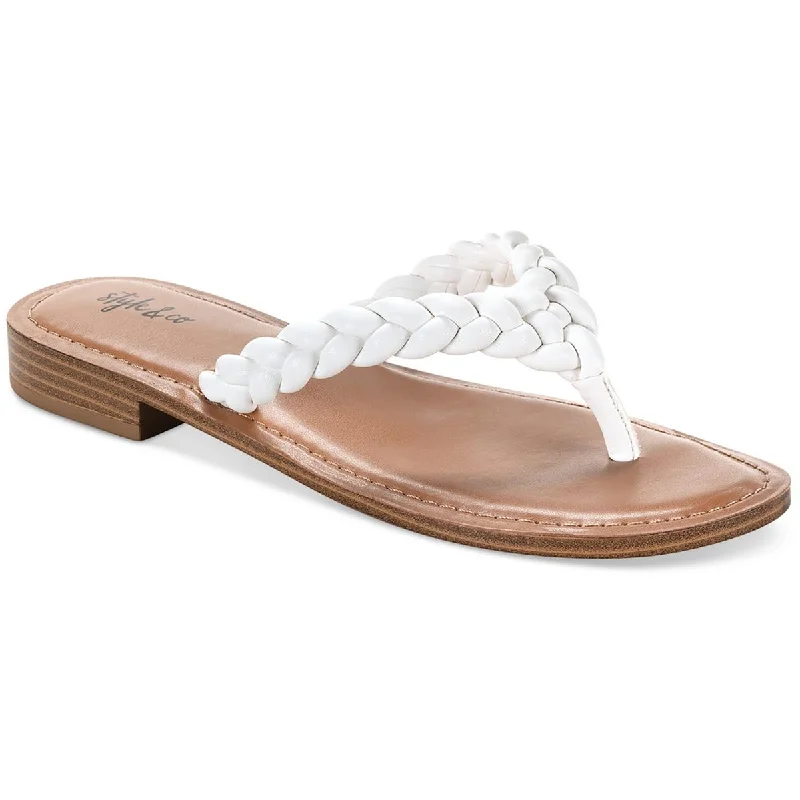 Comfortable Fashionable Shoes Style & Co. Womens Brandiie Faux Leather Flip-Flop Thong Sandals