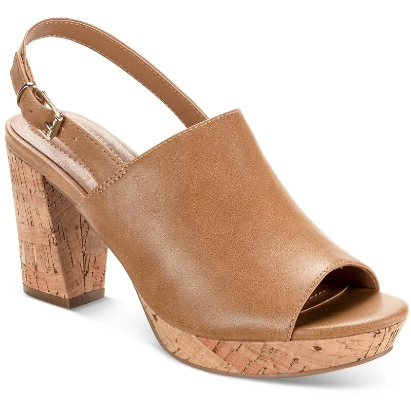 Classic Modern Offers Style & Co. Womens Faux Leather Peep-Toe Slingback Sandals