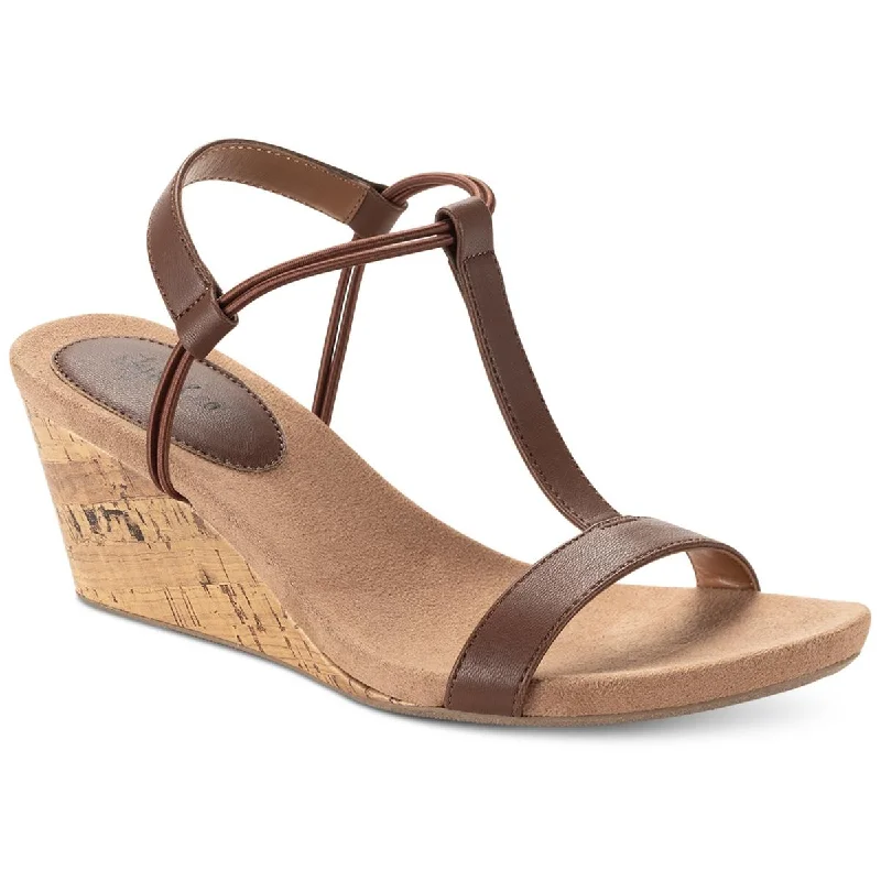Urban Fashion Footwear Style & Co. Womens Mulan Faux Leather Slip On Wedge Sandals