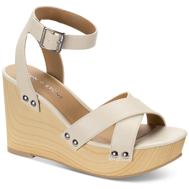 Fashion Forward Sun + Stone Womens Tiaraa Ankle Strap Heeled Wedge Sandals