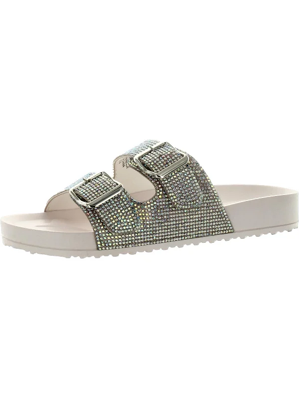 Hot Brand Discounts Teddy Womens Rhinestone Slip-On Slide Sandals