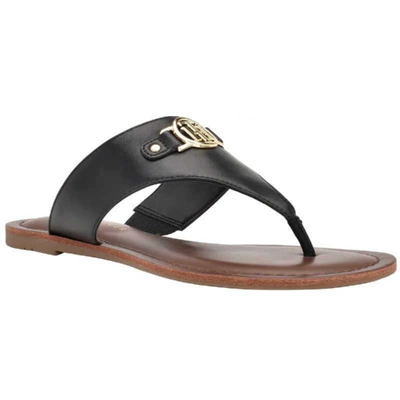 Vintage-Inspired Footwear Sale Tommy Hilfiger Womens Lazire Faux Leather Slip On Slide Sandals