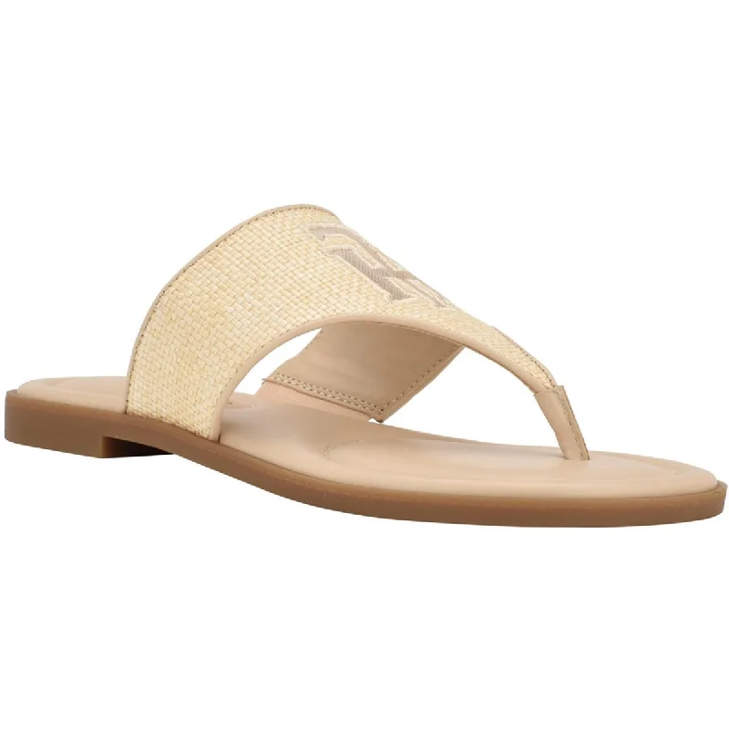 Chic Breathable Shoes Tommy Hilfiger Womens Monta T-Strap Raffia Slide Sandals