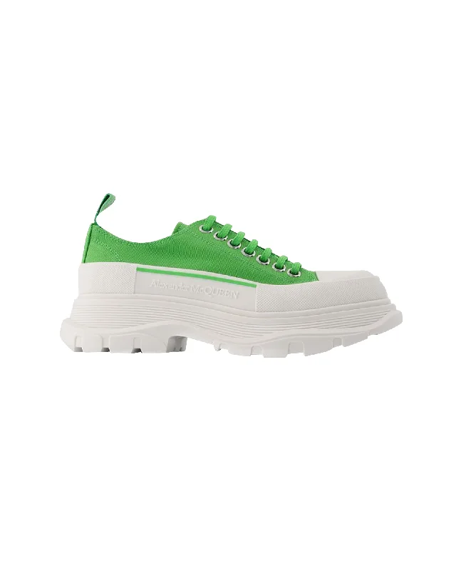 Must-Have Shoe Styles Tread Sneakers in White/Silver Leather
