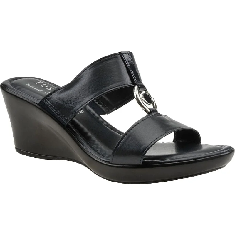Sleek Dress Shoes Deal Tuscany By Easy Street Womens Calla Faux Leather Slip On Wedge Sandals
