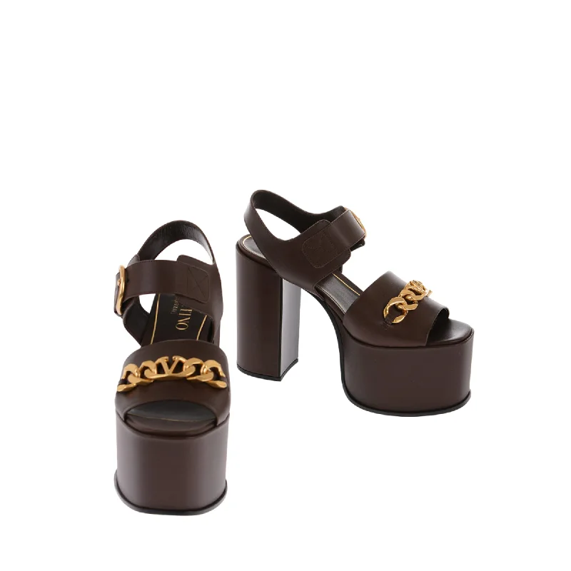 Trend Forward Threads Valentino leather Sandals With Chian Details Heel 13 cm 39 Shoes EU