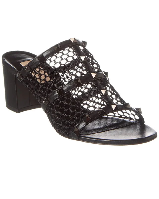 Fashion Sale Valentino Rockstud 60 Mesh & Leather Sandal