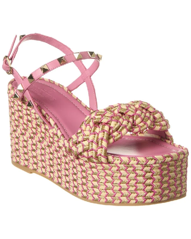 Modern Chic Discounts Valentino Rockstud 95 Leather Platform Sandal