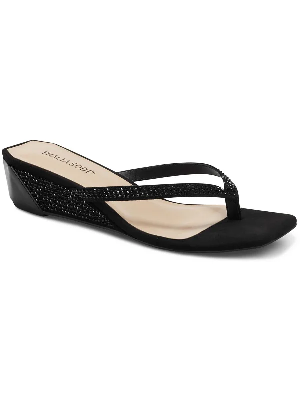 Bold Fashion Verra Womens Faux Suede Square Toe Wedge Sandals