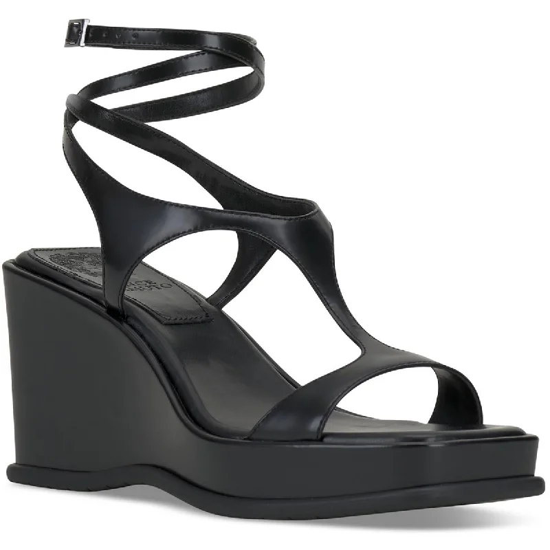 Designer Shoes Clearance Vince Camuto Womens Fetemee Leather Slip On Wedge Sandals
