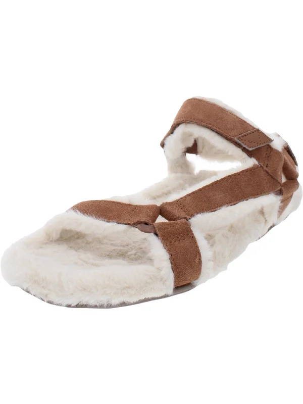 Smart Casual Shoes Sale Viva Womens Faux Fur Casual Strap Sandals