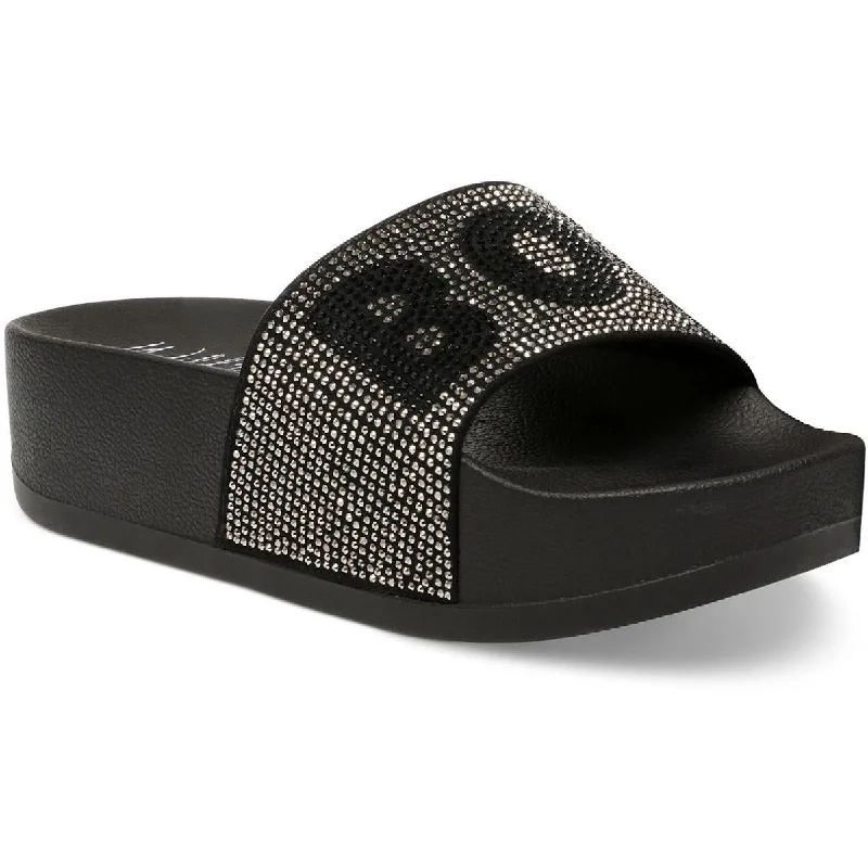 Chic Breathable Shoes Wild Pair Womens Caroletta 2 Rhinestone Flatforms Slide Sandals