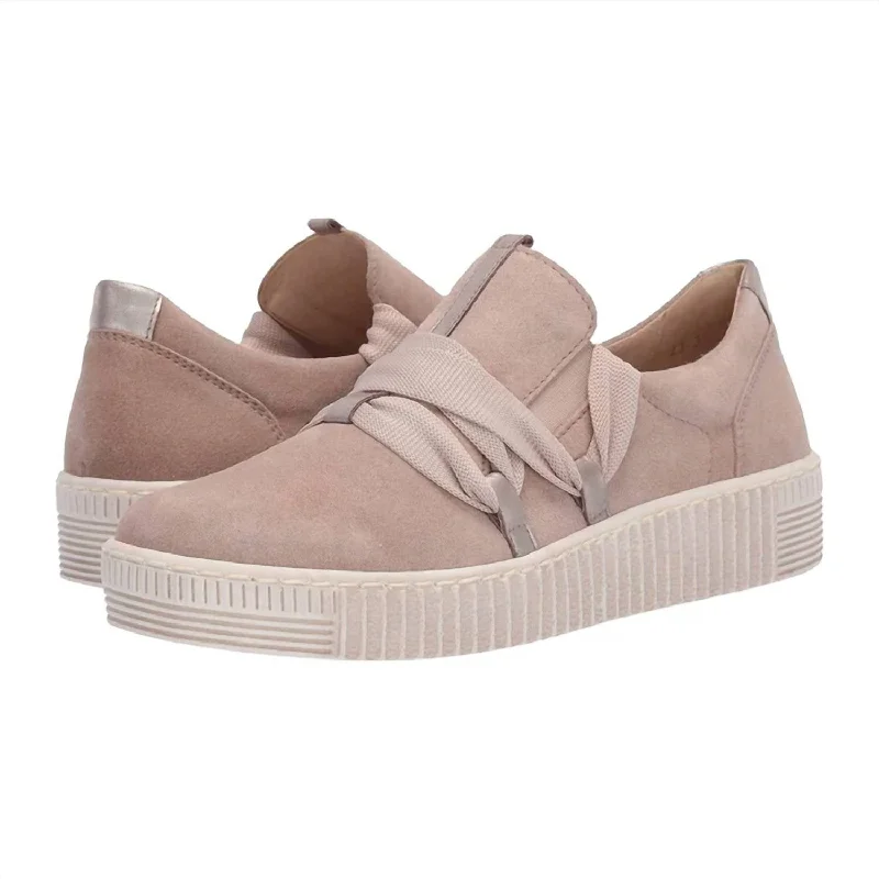 Trendy Looks On Sale Women Big Ribbon Lace Sneaker In Silk,beige