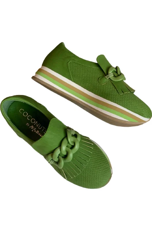 Modern Flat Shoes Offers Women's Bess Platform Sneaker In Green