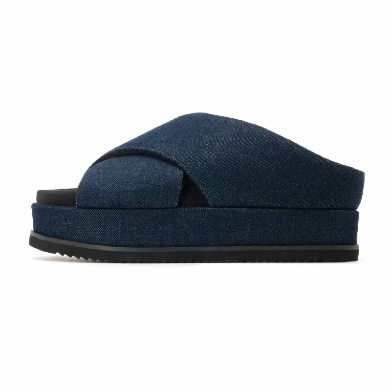 Women's Non-Slip Shoes Women's Cross Stack Platform Sandals In Dark Denim