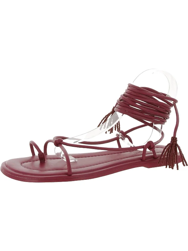 High-End Style Discounts Womens Faux Leather Ankle Wrap Slingback Sandals