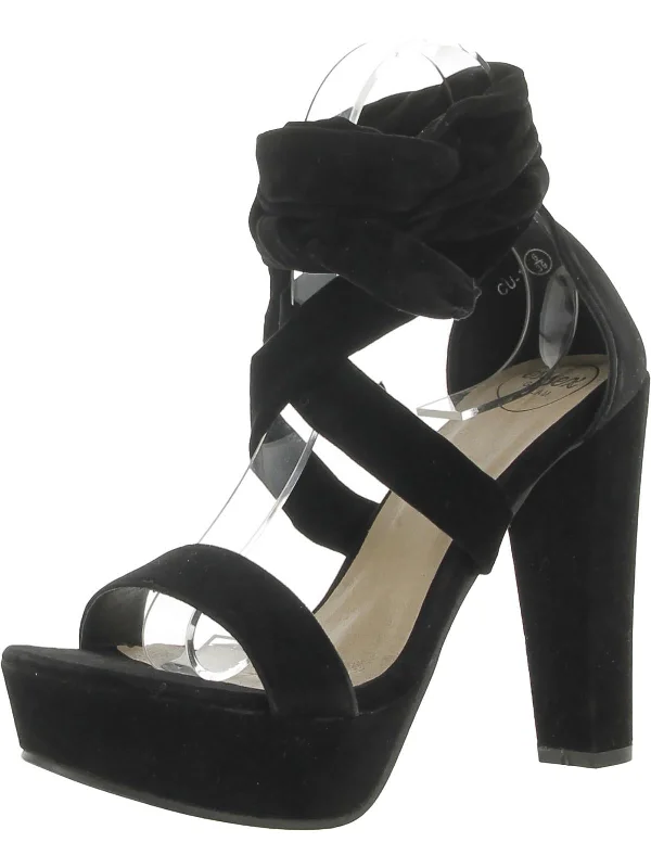Style Revolution Womens Faux Suede Strappy Heels