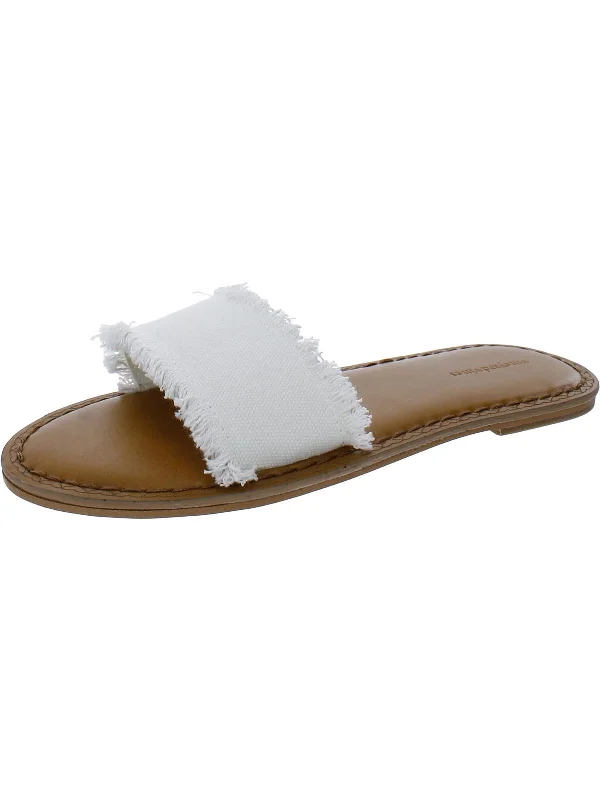 Fashion Forward Femininity Womens Frayed Slip On Slide Sandals