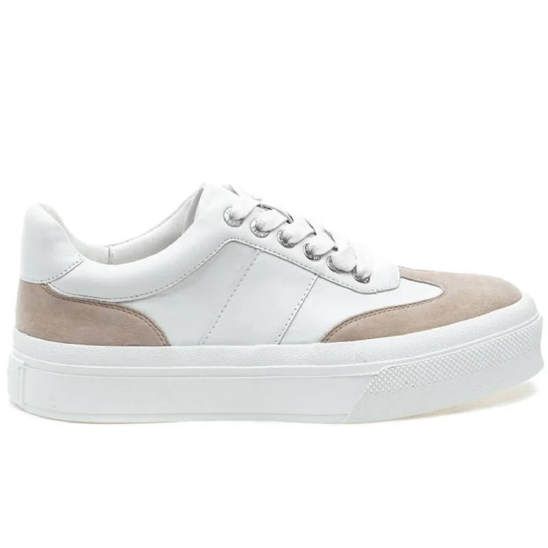 Stylish Walking Shoes Women's Gabbie Nappa Suede Sneaker In White/sand