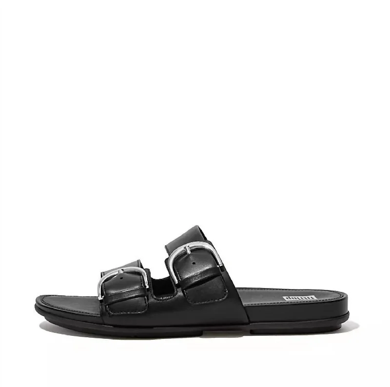 Athleisure Style Sale Women's Gracie Leather Slide Sandal In Black