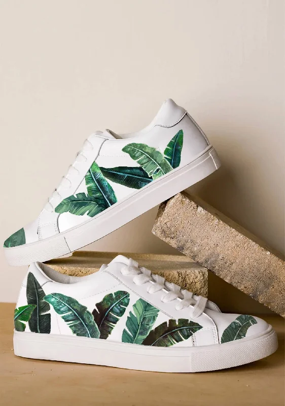 Urban Fashion Footwear Women's Green Palm Sneakers In White