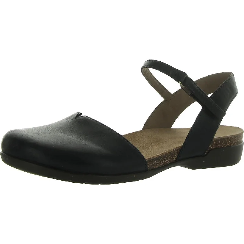 Effortless Slip-On Shoes Womens Leather Adjustable Ankle Strap