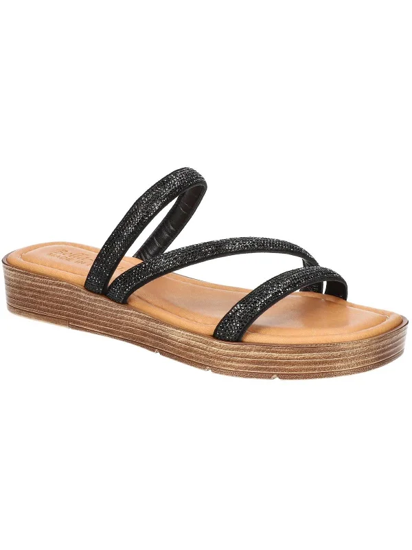 Trendy And Breathable Shoes Womens Leather Rhinestone Wedge Sandals