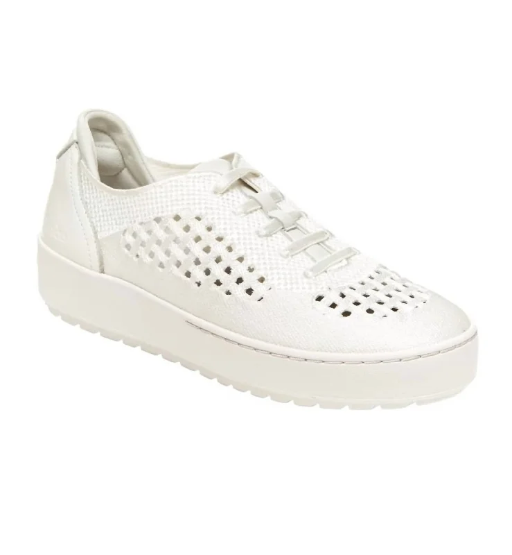 Chic Breathable Shoes Women's Lilac Sneaker In White Shimmer
