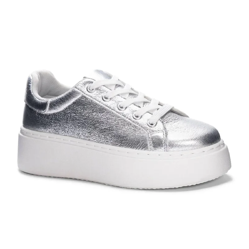 All-Season Shoes Deal Women's Record Sneaker In Silver Metallic