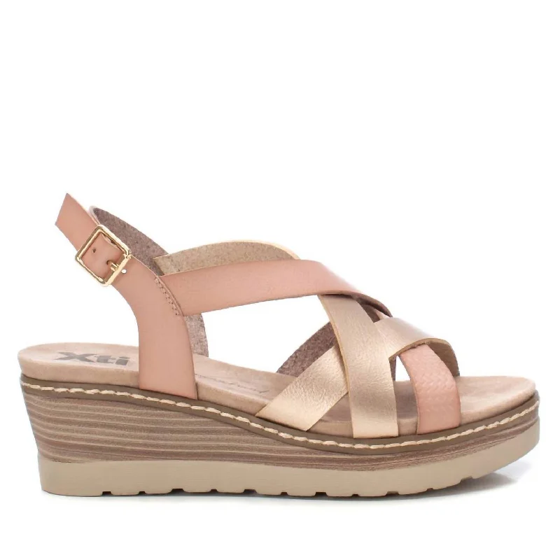 Luxury Casual Footwear Women's Wedge Sandals In Nude