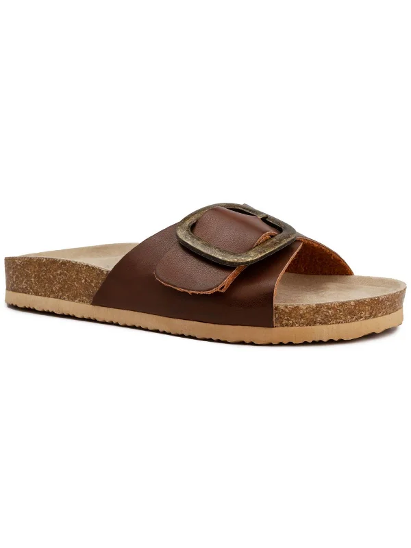 Limited Time Offer Zerri Womens Faux Leather Slip On Footbed Sandals