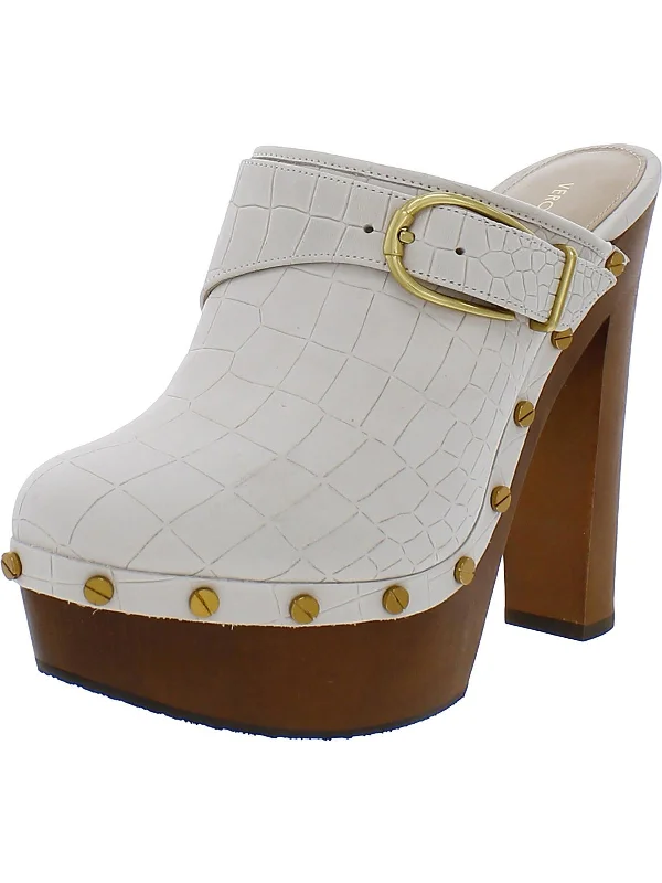 Big Savings Alek Womens Leather Mule Platform Heels