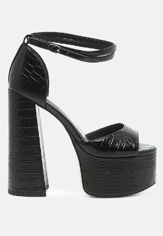 Latest Fashion alice croc platform heeled sandals