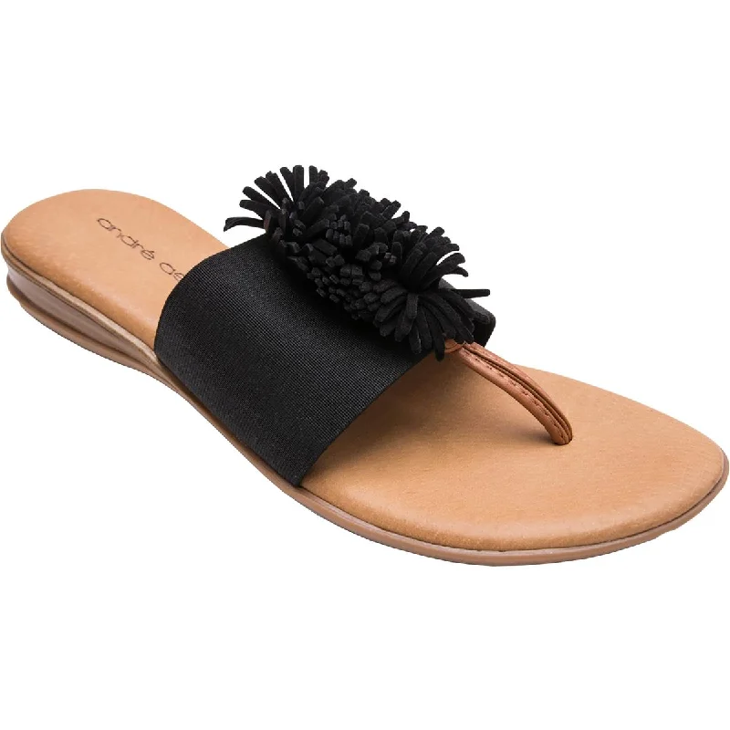 Big Discounts André Assous Womens Novalee Embellished Fringe Pom Thong Sandals