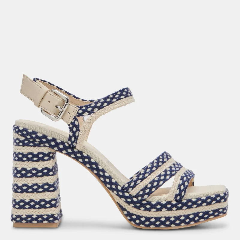 Trendy Pulse Arnela Heels Navy Multi Woven