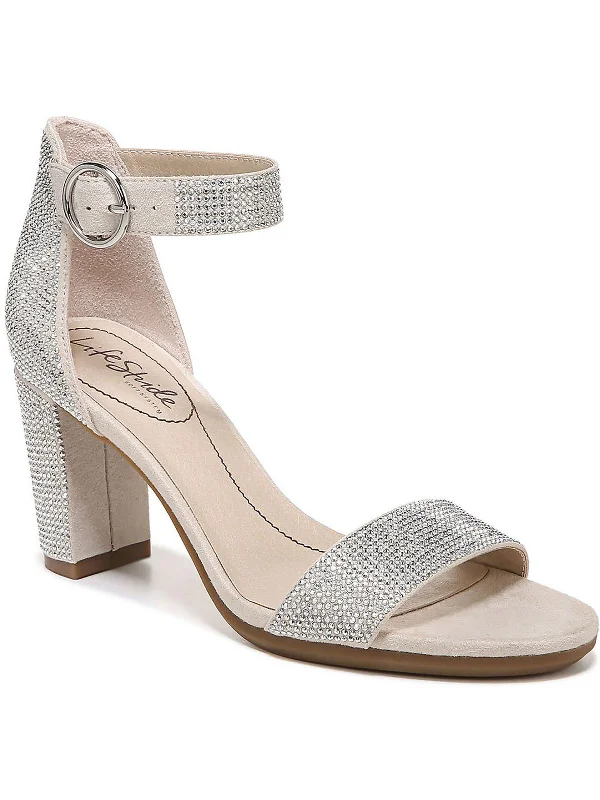 Save Big AVERLY GLITZ Womens Faux Leather Open Toe Ankle Strap