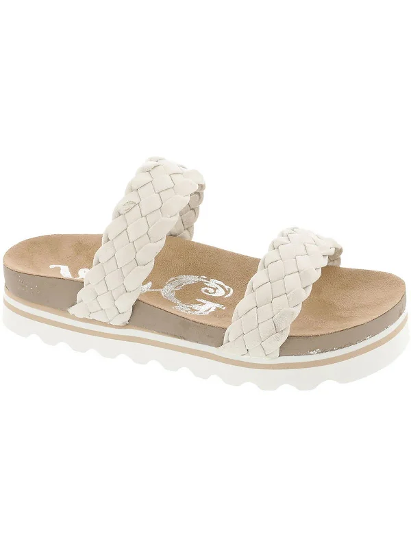 Classic Chic Deals Braidon Womens Faux Leather Slip-On Slide Sandals