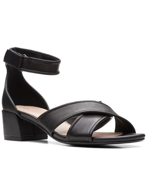 Trend Alert CAROLEIGH RISE Womens Leather Open Toe Block Heels