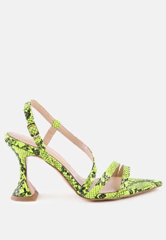 Casual Chic cherry tart snake print spool heel sandals