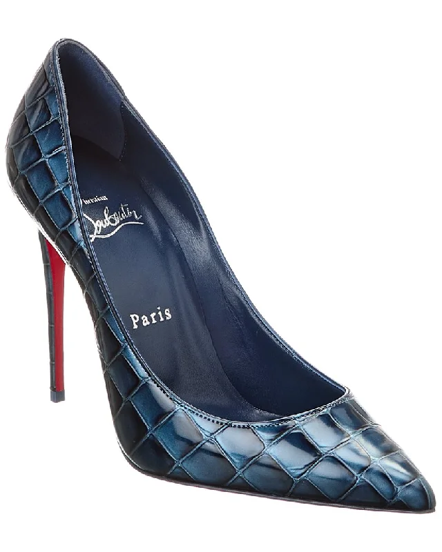 Comfortable Breathable Running Shoes Christian Louboutin Kate 100 Alligator-Embossed Leather Pump