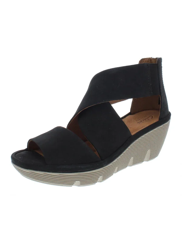 Seasonal Picks Clarene Glamor Womens Nubuck Ankle Wedge Sandals