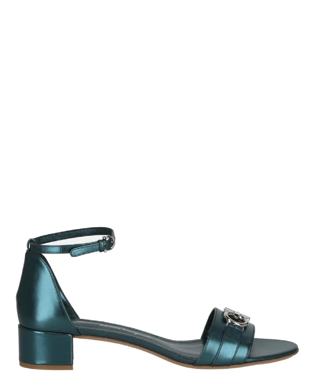 Trendy Footwear Sale Como Metallic Leather Heel Sandals