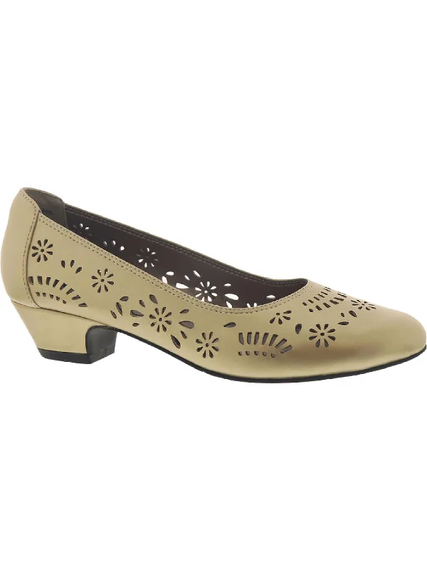 Trendy Women's Shoes Dahlia Womens Faux Leather Perforated Dress Pumps