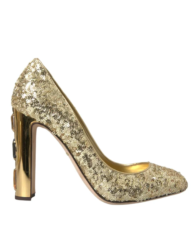 Trendy Casual Shoes Offer Dolce & Gabbana  Sequin Crystal Heels Pumps Women's Shoes