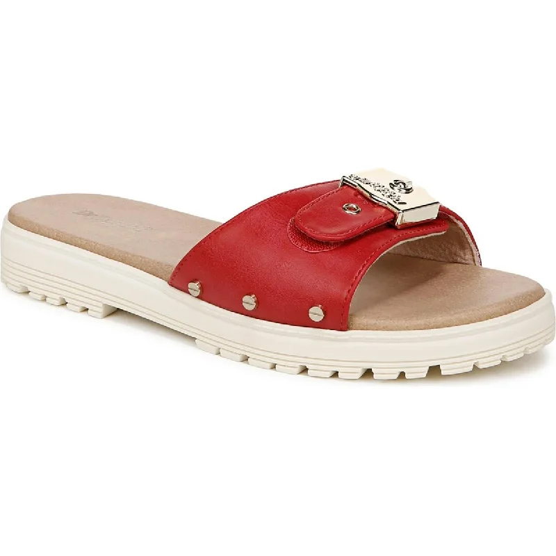 Flash Sale Now Dr. Scholl's Shoes Womens Think Iconic Faux Leather Slip On Slide Sandals