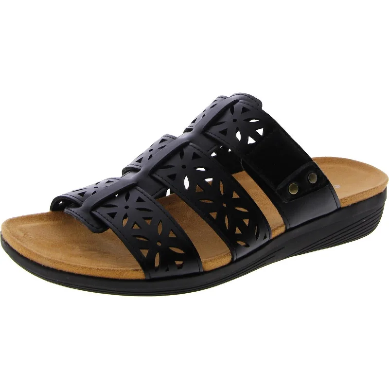 Modish Fashion Discounts Easy Spirit Womens Bazel 3 Faux Leather Slip On Slide Sandals